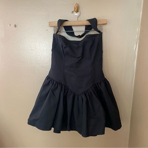 NWT HELSA Faille Halter Mini Dress Black ballerina party Revolve Sz L - Picture 8 of 10